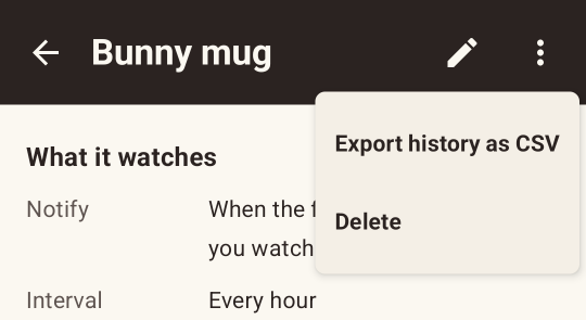 Export history as CSV in the menu of a monitor’s screen
